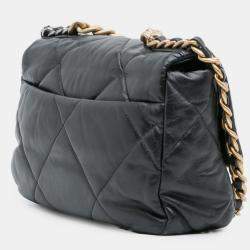 Pre Owned Chanel Black Medium Lambskin 19 Flap