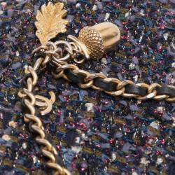 Pre Owned Chanel Blue CC Tweed Charms Wallet On Chain
