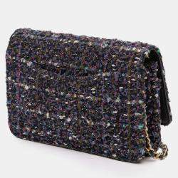 Pre Owned Chanel Blue CC Tweed Charms Wallet On Chain