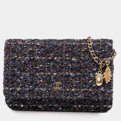 Pre Owned Chanel Blue CC Tweed Charms Wallet On Chain