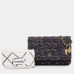 Pre Owned Chanel Blue CC Tweed Charms Wallet On Chain
