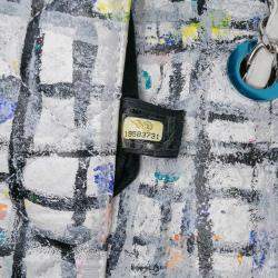 Pre Owned Chanel White Medium Calfskin Hand Painted Graffiti Flap