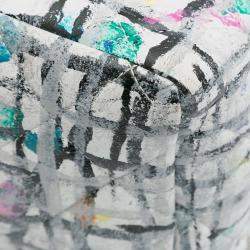 Pre Owned Chanel White Medium Calfskin Hand Painted Graffiti Flap