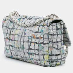Pre Owned Chanel White Medium Calfskin Hand Painted Graffiti Flap
