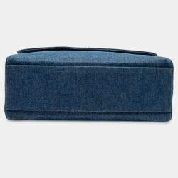 Pre Owned Chanel Blue CC Denim Kelly Top Handle Bag