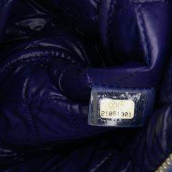 Pre Owned Chanel Blue Medium Quilted Lambskin O Case Clutch