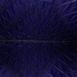 Pre Owned Chanel Blue Medium Quilted Lambskin O Case Clutch