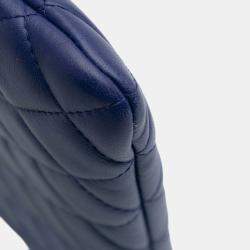 Pre Owned Chanel Blue Medium Quilted Lambskin O Case Clutch