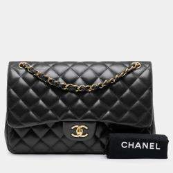 Pre Owned Chanel Black Jumbo Classic Lambskin Double Flap