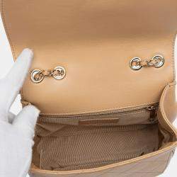 Pre Owned Chanel Brown Small Stitched Calfskin Covered CC Flap
