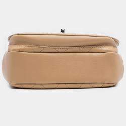 Pre Owned Chanel Brown Small Stitched Calfskin Covered CC Flap