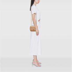 Pre Owned Chanel Brown Small Stitched Calfskin Covered CC Flap