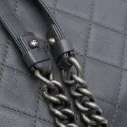Pre Owned Chanel Grey Quilted Calfskin Couture Messenger Bag