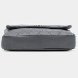 Pre Owned Chanel Grey Quilted Calfskin Couture Messenger Bag