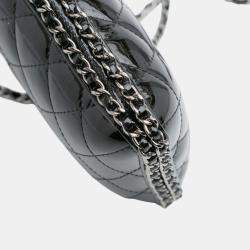 Pre Owned Chanel Black Quilted Patent Chain Around Clutch