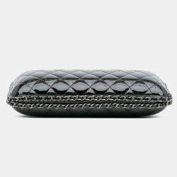 Pre Owned Chanel Black Quilted Patent Chain Around Clutch