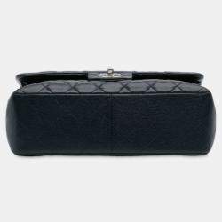 Pre Owned Chanel Navy Blue Jumbo Classic Caviar Double Flap