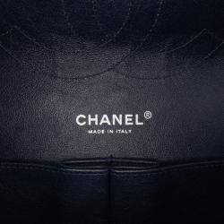 Pre Owned Chanel Navy Blue Jumbo Classic Caviar Double Flap
