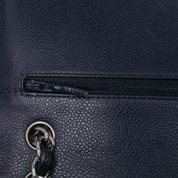 Pre Owned Chanel Navy Blue Jumbo Classic Caviar Double Flap