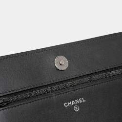 Pre Owned Chanel Black Calfskin Chain 20s Signe Wallet on Chain