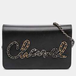 Pre Owned Chanel Black Calfskin Chain 20s Signe Wallet on Chain