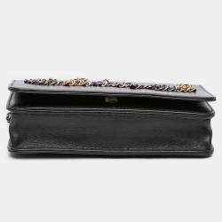 Pre Owned Chanel Black Calfskin Chain 20s Signe Wallet on Chain