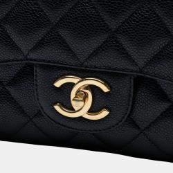 Pre Owned Chanel Black Maxi Classic Caviar Double Flap