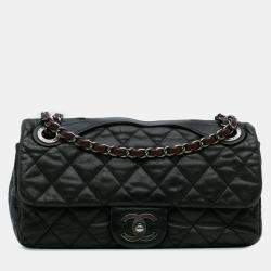 Pre Owned Chanel Black Medium Iridescent Calfskin In The Mix Flap