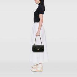 Pre Owned Chanel Black Medium Classic Calfskin Wild Stitch Double Flap