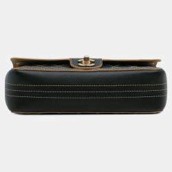 Pre Owned Chanel Black Medium Classic Calfskin Wild Stitch Double Flap