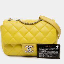 Pre Owned Chanel Yellow Paris Seoul Small Rubber Coco Rain Flap