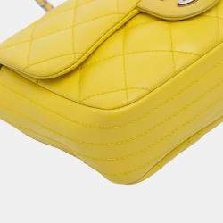 Pre Owned Chanel Yellow Paris Seoul Small Rubber Coco Rain Flap