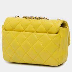 Pre Owned Chanel Yellow Paris Seoul Small Rubber Coco Rain Flap