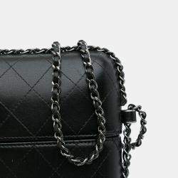 Pre Owned Chanel Black CC Quilted Lambskin Chain Around Phone Holder