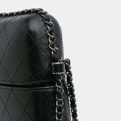 Pre Owned Chanel Black CC Quilted Lambskin Chain Around Phone Holder