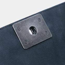 Pre Owned Chanel Blue Old Medium Braided Calfskin Boy Flap