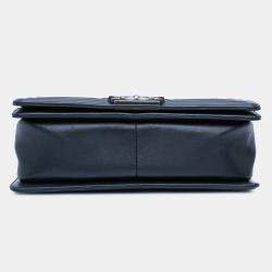 Pre Owned Chanel Blue Old Medium Braided Calfskin Boy Flap