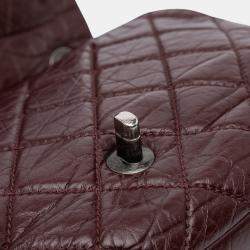 Pre Owned Chanel Burgundy Jumbo Quilted Aged Calfskin New Portobello Flap
