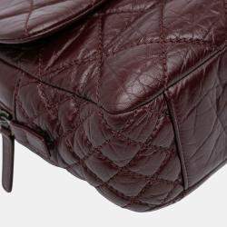 Pre Owned Chanel Burgundy Jumbo Quilted Aged Calfskin New Portobello Flap
