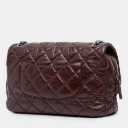 Pre Owned Chanel Burgundy Jumbo Quilted Aged Calfskin New Portobello Flap