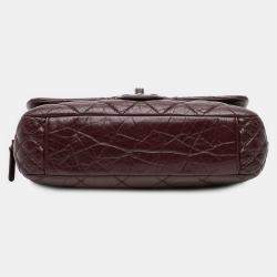 Pre Owned Chanel Burgundy Jumbo Quilted Aged Calfskin New Portobello Flap
