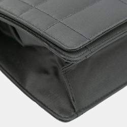 Pre Owned Chanel Grey Chocolate Bar Nylon Convertible Clutch