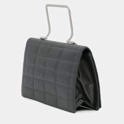 Pre Owned Chanel Grey Chocolate Bar Nylon Convertible Clutch