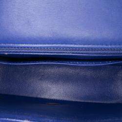 Pre Owned Chanel Blue Mini Rectangular Classic Chevron Patent Single Flap