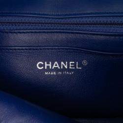 Pre Owned Chanel Blue Mini Rectangular Classic Chevron Patent Single Flap