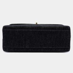 Pre Owned Chanel Black CC Denim Kelly Top Handle Bag