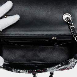 Pre Owned Chanel Black Mini Rectangular Quilted Tweed Single Flap