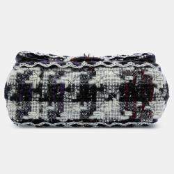 Pre Owned Chanel Black Mini Rectangular Quilted Tweed Single Flap