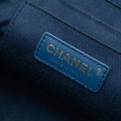 Pre Owned Chanel CC Quilted Denim Trip Vanity Case with Chain