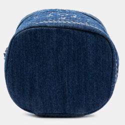 Pre Owned Chanel CC Quilted Denim Trip Vanity Case with Chain